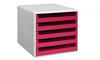 M&M Schubladenbox sunset-red 30050960, DIN A4 mit 5 Schubladen 3005-0911