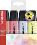 Stabilo 70/4-3, STABILO BOSS ORIGINAL Pastel Textmarker farbsortiert, 4 St.