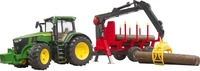 bruder John Deere 7R 350 Traktor mit R&uuml;ckeanh&auml;nger und 4 Baumst&auml;mmen 03154