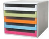 M&M Schubladenbox grau, grün, orange, blau, rot 30050967, DIN A4 mit 5...