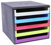 M&M Schubladenbox grau, grün, orange, blau, rot 30057680, DIN A4 mit 5...