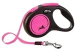 FLEXI New Neon pinke Leine M - 5m, bis 25kg - Band