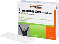 PZN-DE 06957905, Eisentabletten-ratiopharm N 50 mg 100 St Filmtabletten, Grundpreis: