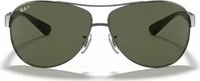 Ray-Ban 0RB3386 004/9A, Ray-Ban RB3386 0 004/9A polarisiert Metall Pilot Grau/