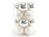 TrendLine Mini-Weihnachtskugeln aus Glas Ø 3,5 cm weiß-silber 16 Stück