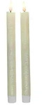 LED Stabkerzen Tafelkerzen Dinner Spitzkerzen rustikal 25cm creme 2St