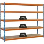 PROREGAL Schwerlastregal WOOD BEAST FIVE | HxBxT 200x150x60cm | Fachlast 600kg 