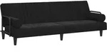 vidaXL Schlafsofa mit Armlehnen Schwarz Samt