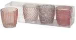 Teelichthalter Marilu Glas lackiert rose mix H.7,5 cm &Oslash;.7,5cm 4-teilig
