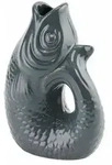 Gift Company Vase Monsieur Carafon XS, Dekovase in Fisch-Form, Steingut, Grau, 13 cm,