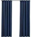 vidaXL Verdunkelungsvorh&auml;nge Haken Leinenoptik 2 Stk. Blau 140x225cm