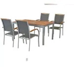 Merxx Siena Set 5tlg., 4 Stapelsessel, Tisch 150 x 90 cm,...
