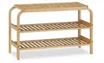 Relaxdays Schuhbank Bambus, 6 Paar Schuhe, Sitzbank Flur, Bad, 2 Ablagen,