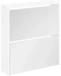 vidaXL Schuhschrank mit 2 F&auml;chern Spiegel Wei&szlig; 63x17x67 cm
