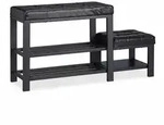 Relaxdays Schuhbank mit Hocker, gem&uuml;tliche Sitzpolster, Schuhablage 2 Ebenen,