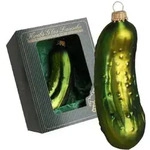Krebs Glas Lauscha Christbaumschmuck Glas Weihnachtsgurke 11cm gr&uuml;n 1 St&uuml;ck