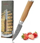 Wakoli Damast Officemesser Klingenl&auml;nge 8,50 cm mit Olivenholzgriff
