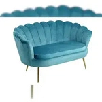 SalesFever Muschel-Sofa | Bezug Samt-Stoff | Gestell Metall goldfarben | B 136 x T 77