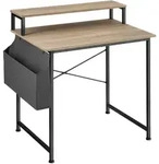 tectake Schreibtisch mit Ablage und Stofftasche Industrial Holz Hell, Eiche Sonoma