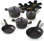STONELINE&reg; Ros&eacute;gold Kochgeschirr-Set 11-teilig mit Deckeln, beschichtete T&ouml;pfe &