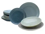 CreaTable Reactive Aqua Tellerset 12-tlg Steinzeug