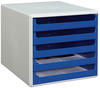 Schubladenbox 5 Laden hellgrau/blau