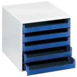 Schubladenbox 5 Laden hellgrau/blau