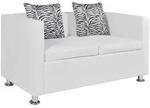 vidaXL 2-Sitzer-Sofa Kunstleder Wei&szlig;