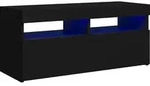 vidaXL TV-Schrank mit LED-Leuchten Schwarz 90x35x40 cm
