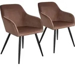 tectake Esszimmerstuhl Marilyn Samtoptik, schwarze Stuhlbeine - 2er Set braun/schwarz