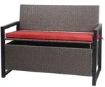 Mendler Poly-Rattan 2er Sitzbank HWC-F39, Gartenbank Truhenbank, Staufach