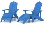 vidaXL Adirondack-Gartenst&uuml;hle 2 Stk. mit Hockern HDPE Aquamarin