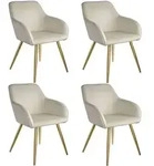 tectake 4 Esszimmerstuhl MARILYN Polsterstuhl Samtoptik, ergonomische Form, hohe