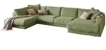 KAWOLA Sofa MADELINE Wohnlandschaft U-Form Cord olivgr&uuml;n Longchair rechts