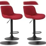 CLP 2er Set Barhocker Lentini Stoff rot/schwarz
