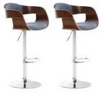 CLP 2er Set Barhocker Kingston Stoff walnuss/blau