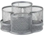 Relaxdays Stiftehalter, Metallgeflecht, 7 F&auml;cher, drehbar, rund, kompakt, f&uuml;r