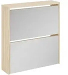 vidaXL Schuhschrank mit 2 F&auml;chern Spiegel Eiche-Optik 63x17x67 cm