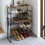 Yamazaki Schuhregal Metall 5 Reihen f&uuml;r 15 bis 18 Paar Schuhe mit Ablage in...