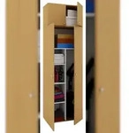 VCM Vandol II Universalschrank, Reinigungsschrank mit Oberschrank 4 T&uuml;ren Buche