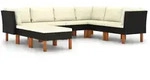 vidaXL 8-tlg. Garten-Lounge-Set mit Kissen Poly Rattan Schwarz