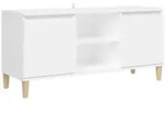 vidaXL TV-Schrank mit Massivholz-Beinen Wei&szlig; 103,5x30x50 cm