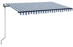 vidaXL Markise Automatisch Einziehbar 400x350 cm Blau und Wei&szlig;