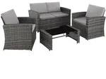 tectake Rattan Lounge Jesolo, 4-teiliges Loungeset, abnehmbare Sitzkissen, Tisch mit