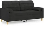 vidaXL 2-Sitzer-Sofa mit Zierkissen Schwarz 140 cm Stoff