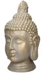 ECD Germany Buddha Kopf Statue 74,5 cm Bronzeoptik Polyresin Dekofigur Skulptur