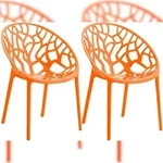 CLP 2er Set Gartenst&uuml;hle Hope Kunststoff HBT: 80x59x60 cm orange