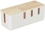 Relaxdays Kabelbox gro&szlig;, f&uuml;r Steckdosenleiste, Kunststoff & Holz, Kabel verstecken,