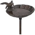 Relaxdays Vogeltr&auml;nke zum Stecken, Wasserschale mit Vogel, frostsicher,