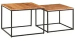 FineBuy Couchtisch Massivholz Metall Satztisch 2 teilig Eckig Beistelltisch Set